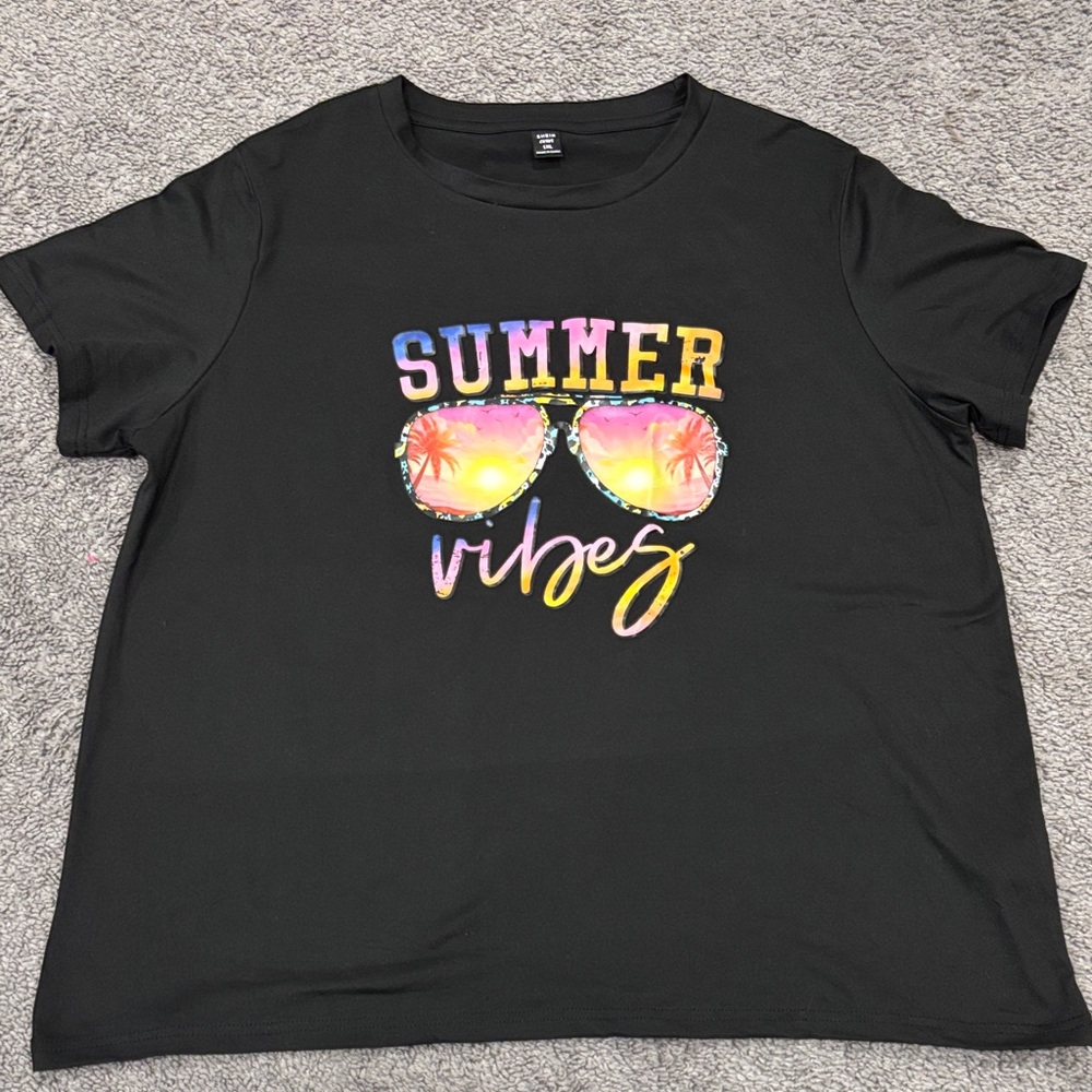 SHEIN Black Summer Vibes Graphic Tee
